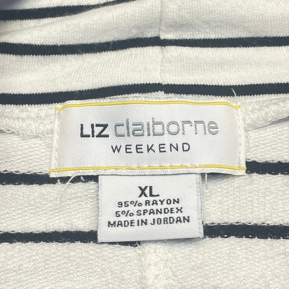 Liz Claiborne Striped Tunic Top Women XLarge Neutral Capsule Comfy Travel Lounge - Picture 8 of 12